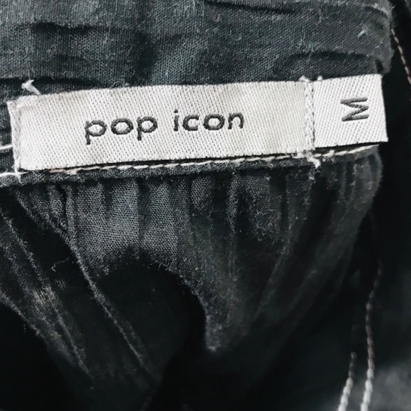 Pop Icon Wrinkled Look Short Sleeve Shirt, Black, Medium - Picture 3 of 5